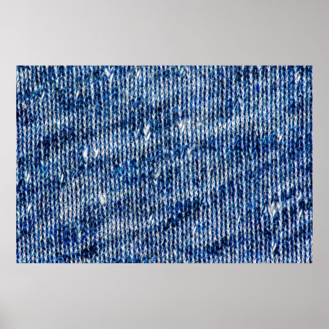 Blauer Strickwollegewebe schließen Foto Hintergrun Poster (Vorne)