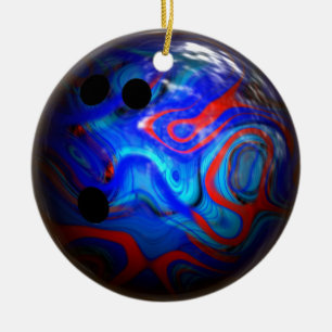 Blauer Strudel-Muster-Bowlings-Ball Keramikornament