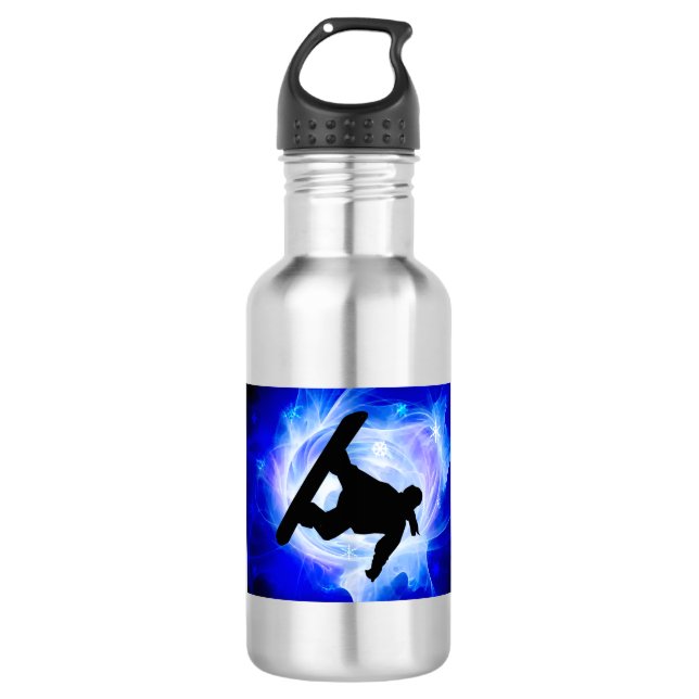 Blauer Strudel-SchneesturmSnowboard Edelstahlflasche (Vorderseite)