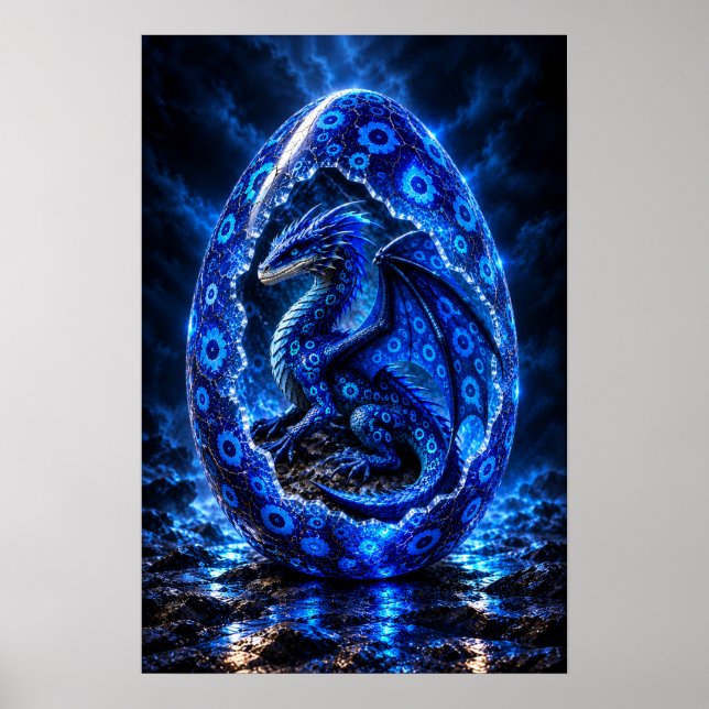 Blauer Sucher-Drachenei Poster (Vorne)