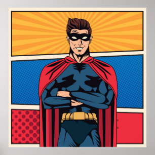 Blauer Superheld Poster