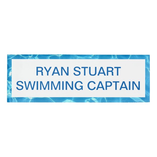 Blauer Swimmingpool Blaues Wasser essbar Namenschild (Vorderseite)