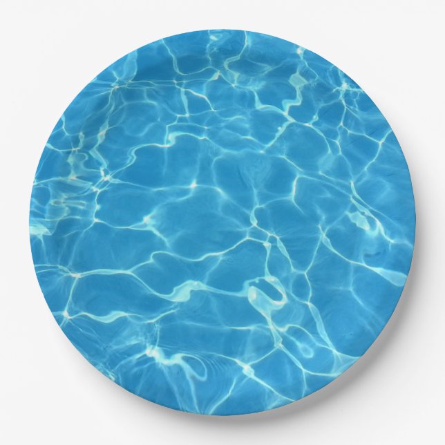 Blauer Swimmingpool Blaues Wasser Pappteller (Vorderseite)