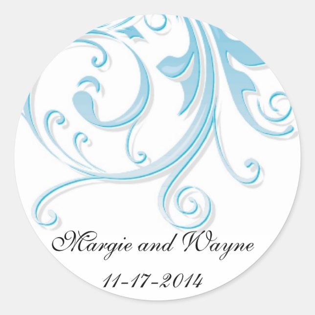 Blauer Swirl-Umschlag Aufkleber-Sticker-Vorlage Runder Aufkleber (Vorderseite)