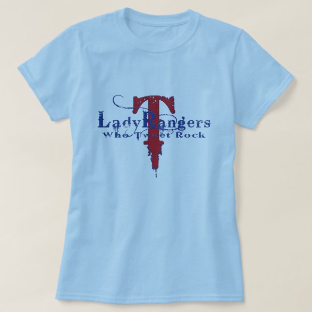 BLAUER T RED/BLUE ENTWURF DAMEN-RANGERS WHO TWEET T-Shirt (Design vorne)