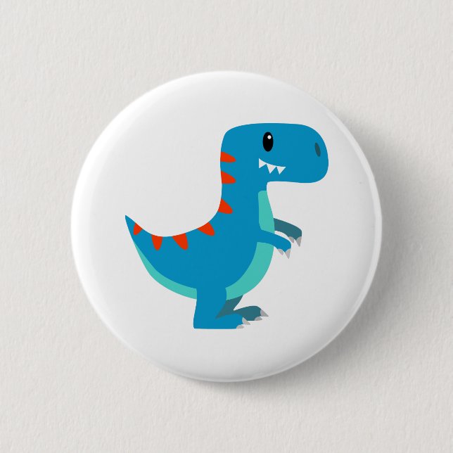 Blauer T-Rex Dinosaurier Button (Vorderseite)