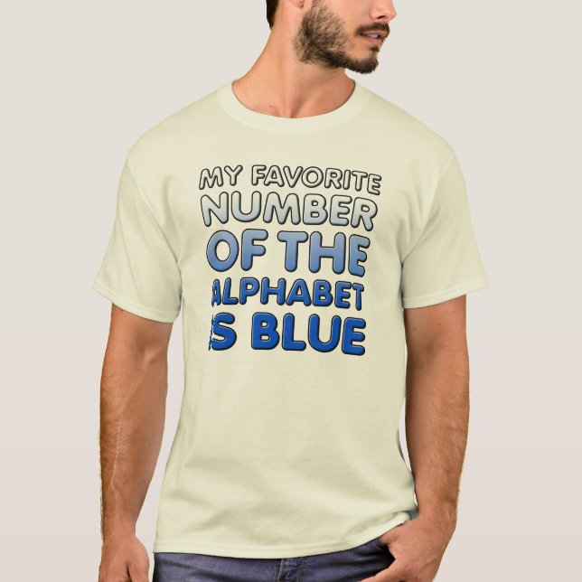 Blauer T - Shirt Alphabet Funny (Vorderseite)