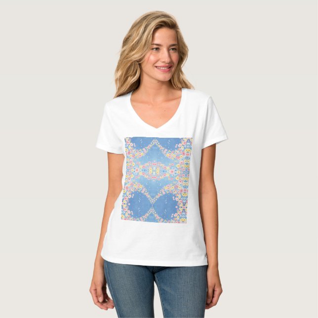 Blauer T - Shirt für Frauen (Vorderseite Vollansicht)