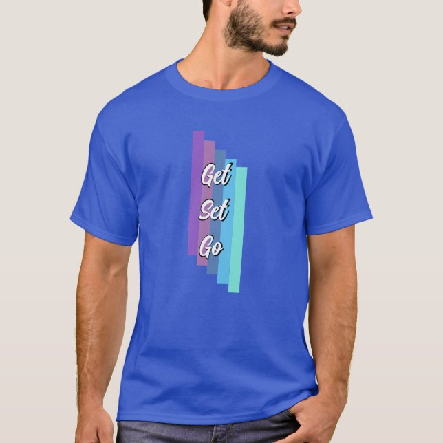 Blauer T - Shirt mit cooler Designaktivware (Vorderseite)
