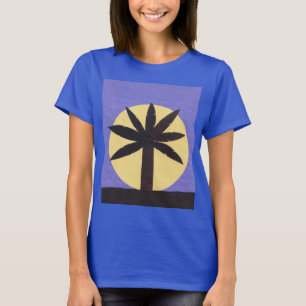Blauer T - Shirt mit Palm & Moon Design