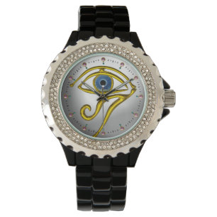 BLAUER TALISMAN, GOLD HORUS EYE, Mönchsgrau Armbanduhr