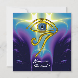 BLAUER TALISMAN, Horus Eye, weiße Lila Fraktal Einladung