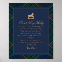 Blauer Tartan-Karo-Schaukelpferd-Sag-nicht-Baby