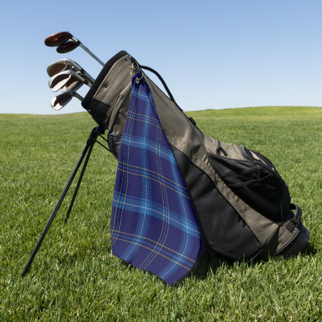 Blauer Tartan Muster Golfer's Totuch Golfhandtuch (Gras)