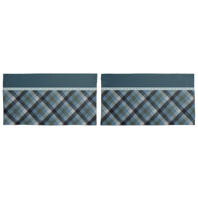 Blauer Tartan Pillowcase Kissenbezug (Vorderseite-Set)