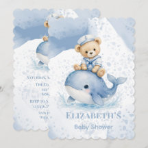 Blauer Teddybär auf Wal-Jungen-Baby-Party