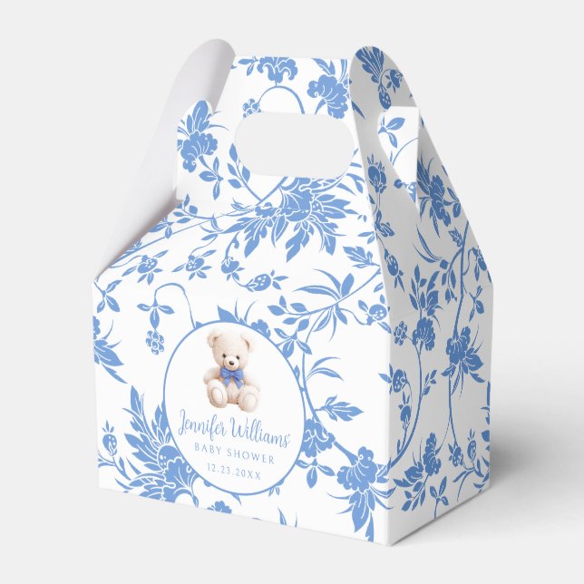 Blauer Teddybär Baby Boy Duschbox Geschenkschachtel (Vorderseite)