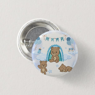 Blauer Teddybär-Baby-Party  Button