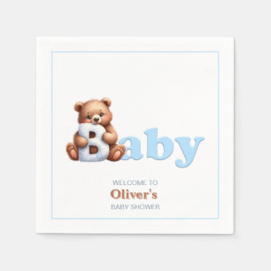 Blauer Teddybär-Baby-Party Serviette