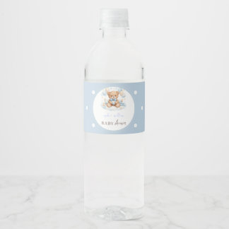 Blauer Teddybär-Baby-Party Wasserflaschenetikett