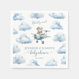 Blauer Teddybär Babydusche Serviette