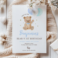 Blauer Teddybär-Ballon zum ersten Geburtstag