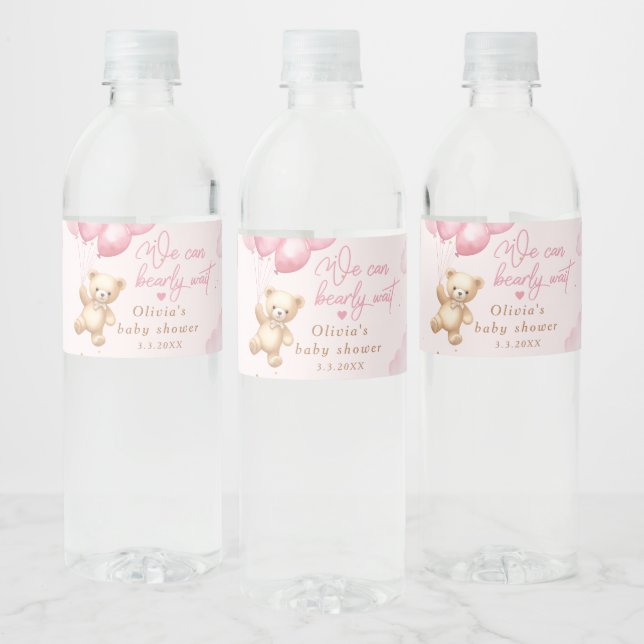 Blauer Teddybär Dusche wir können warten Wasserflaschenetikett (Flaschen)