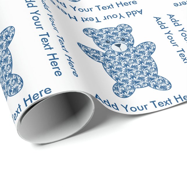 Blauer Teddybär Geschenkpapier (Rolleneckpunkt)