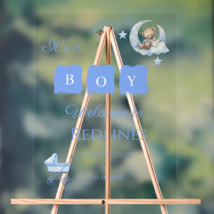Blauer Teddybär It's a Boy Baby Shower Acrylschild