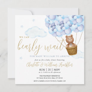 Blauer Teddybär-Junge-Baby-Party, auf die wir uns Einladung