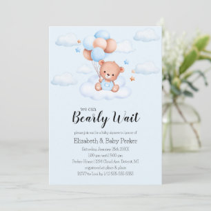 Blauer Teddybär-Junge Baby Shower Einladung