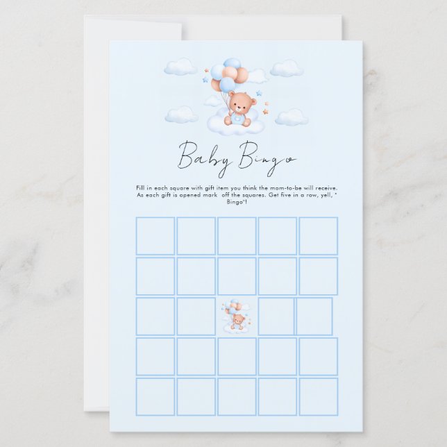 Blauer Teddybär-Jungen-Baby-Party (Vorderseite)