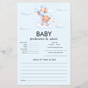 Blauer Teddybär-Jungen-Baby-Party Flyer