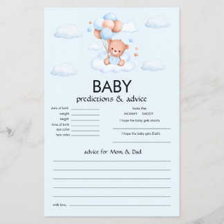 Blauer Teddybär-Jungen-Baby-Party Flyer