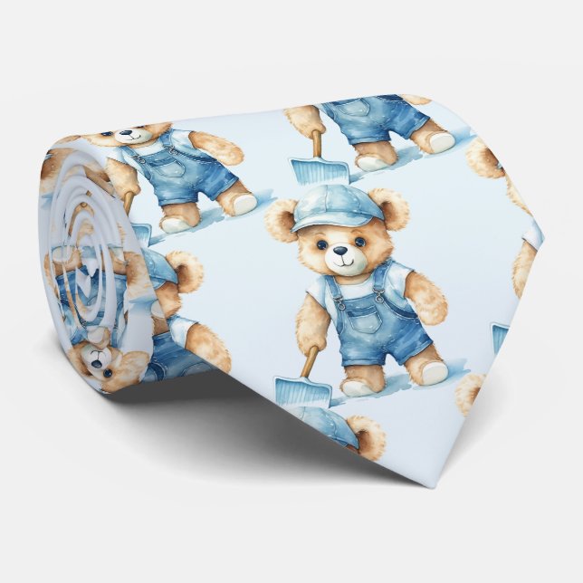 Blauer Teddybär  Krawatte (Gerollt)
