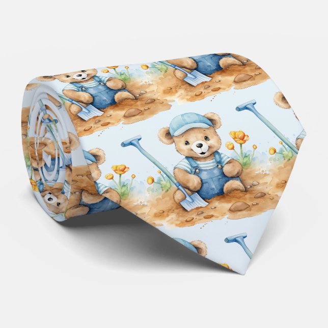 Blauer Teddybär  Krawatte (Gerollt)