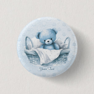 Blauer Teddybär mit Aktionskorbknopf Button