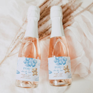 Blauer Teddybär mit Ballons Babydusche