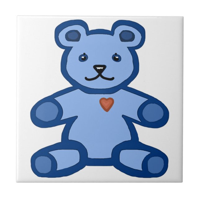 Blauer Teddybär mit Liebe Fliese (Vorderseite)