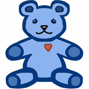 Blauer Teddybär mit rotem Herz Freistehende Fotoskulptur