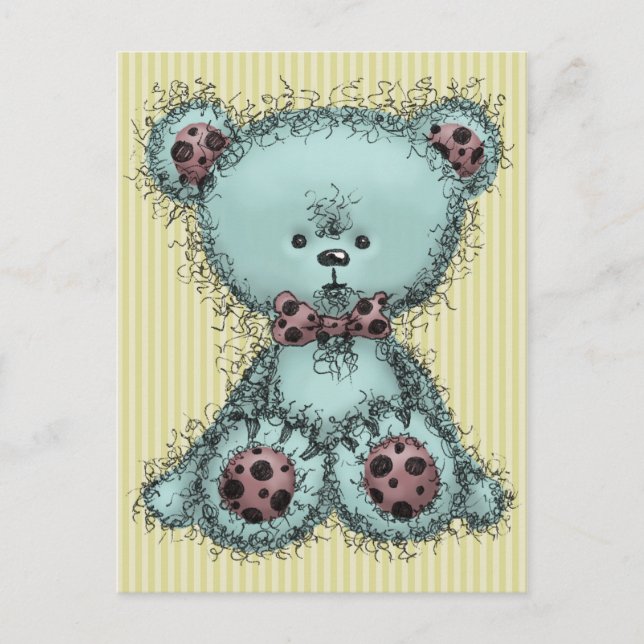 Blauer Teddybär Postkarte (Vorderseite)