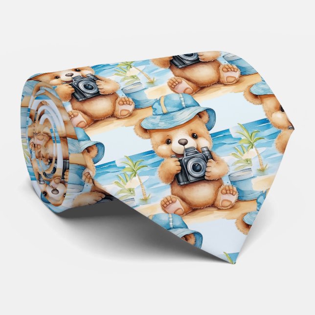 Blauer Teddybär Schlips Krawatte (Gerollt)