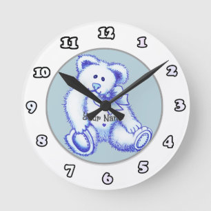 Blauer Teddybär Uhr