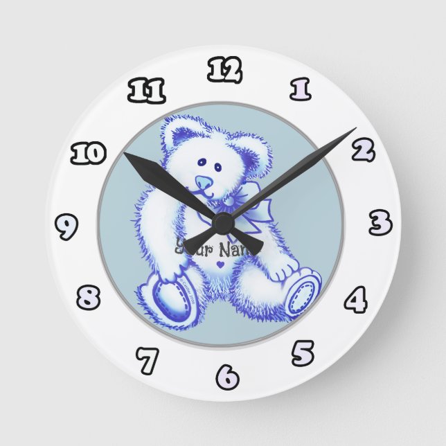 Blauer Teddybär  Uhr (Vorderseite)