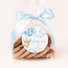 Blauer Teddybärenballon Vielen Dank beary viel Runder Aufkleber