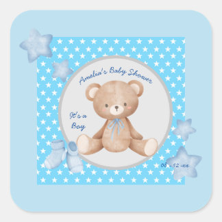 Blauer Teddysstartsticker Quadratischer Aufkleber
