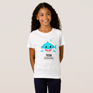 Blauer Teen-Hai mit Braces & Kopfhörern T-Shirt