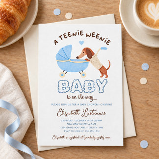 Blauer Teenie Weenie Dachshund Junge Baby Shower Einladung