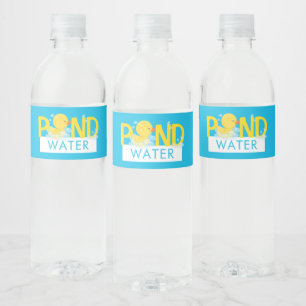 Blauer Teich Wasser Wasserfarbe Gummi Dusche Wasserflaschenetikett