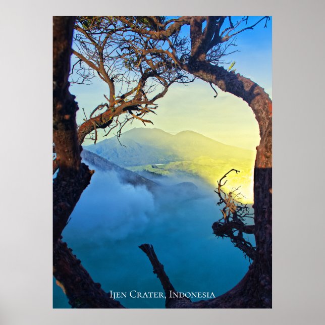Blauer Teigrahmen für den Schwefelkrater im Gebirg Poster (Vorne)